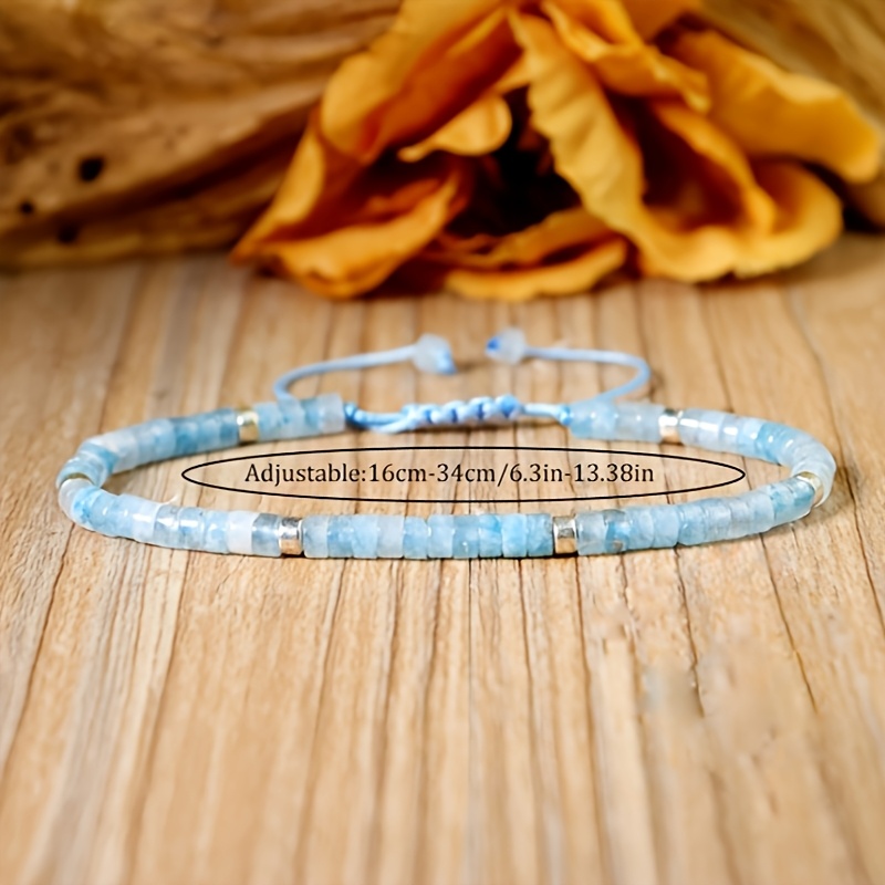 Adjustable Aquamarine Stone Bracelet Dainty & Minimalist